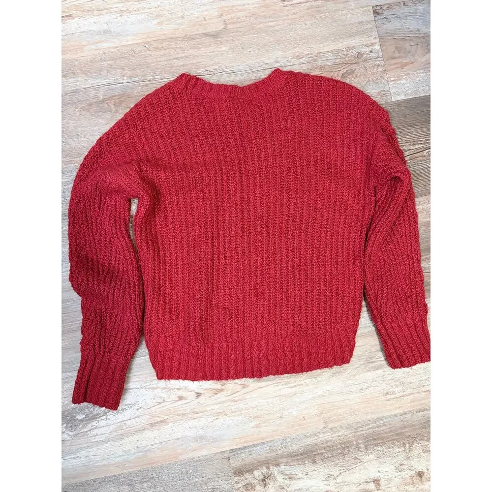 Abercrombie Kids girls cable knit sweater in brick red sz 9/10